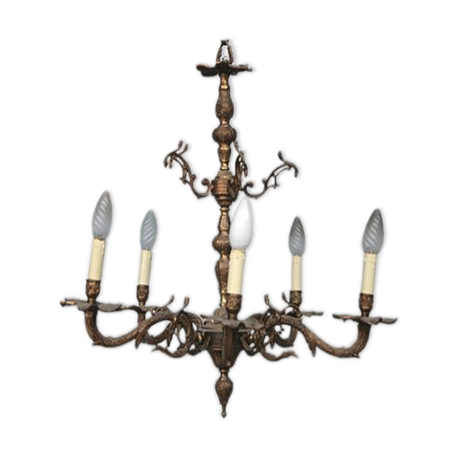 Chandelier in bronze 5 light rock