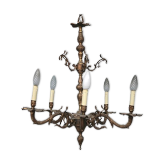 Chandelier in bronze 5 light rock