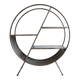 Round shelf on a stand in industrial style made of steel.