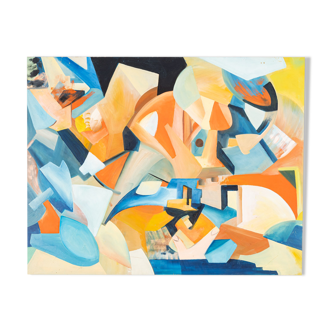 Cubistic painting, acrylic on hardboard, 95 x 75cm