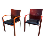 Lot de deux fauteuils design bois métal Sky