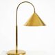 Large original brass table lamp with a conical shade, Mid-Century Modern