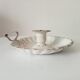 Antique hand candle holder "cellar rat" in enamelled metal