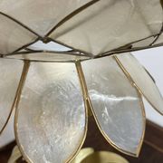 Brass lamp, metal and mother-of-pearl