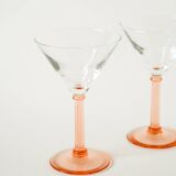 Set of 6 stemmed cocktail glasses, Rose, Made in France, 1970