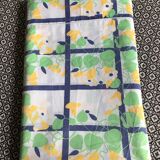 Vintage single cotton flat sheet. Patterns: Volubilis colors yellow/green