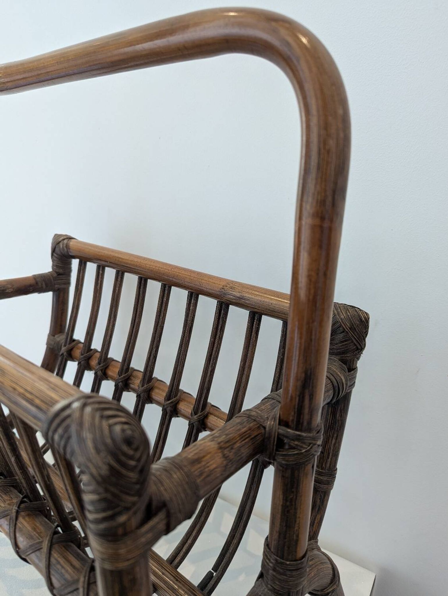 Vintage rattan magazine rack