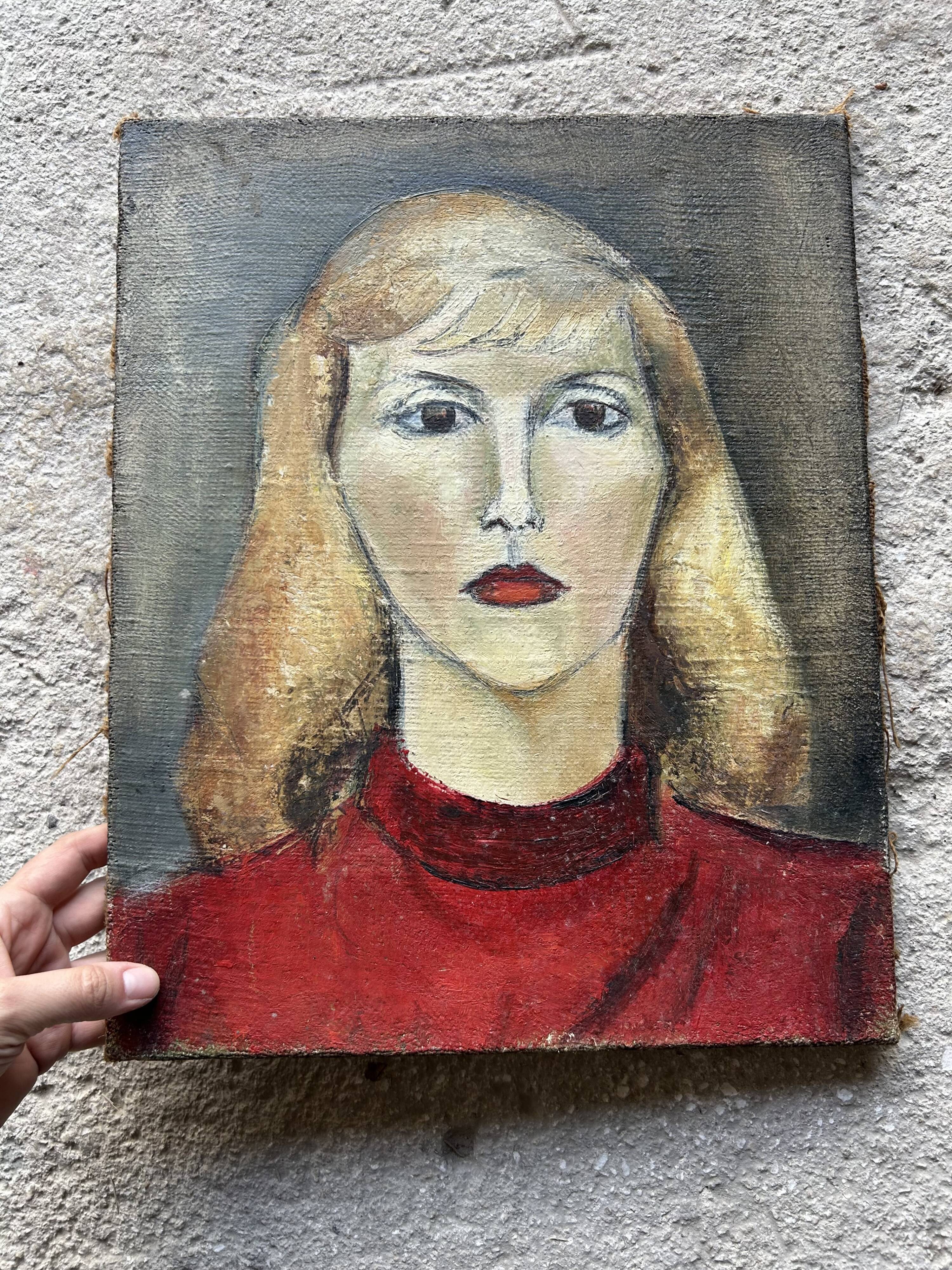 Portrait sur toile ancien, Tissier