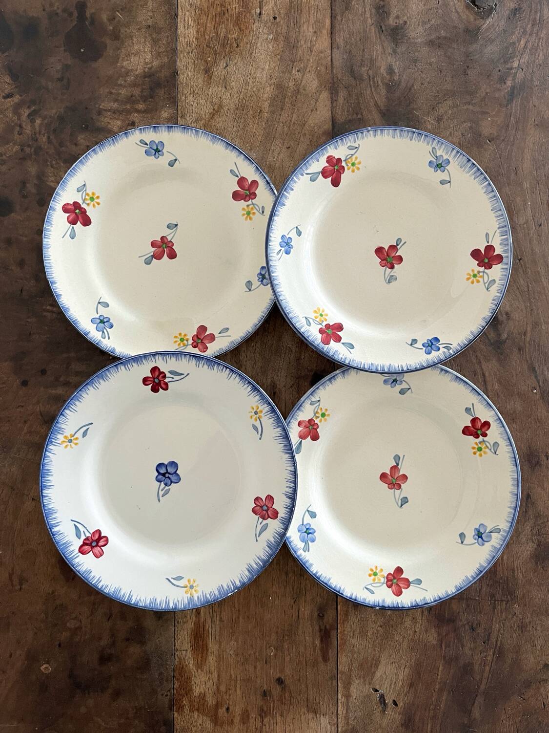 4 assiettes à dessert en faïence « Mary Lou » Digoin Sarreguemines