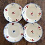 4 assiettes à dessert en faïence « Mary Lou » Digoin Sarreguemines