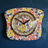 Vintage clock silent wall pendulum "Flowers"