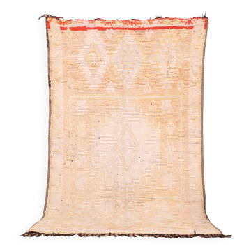 Tapis marocain vintage pâle 164 x 277 cm, tapis en laine fait main berbère jaune
