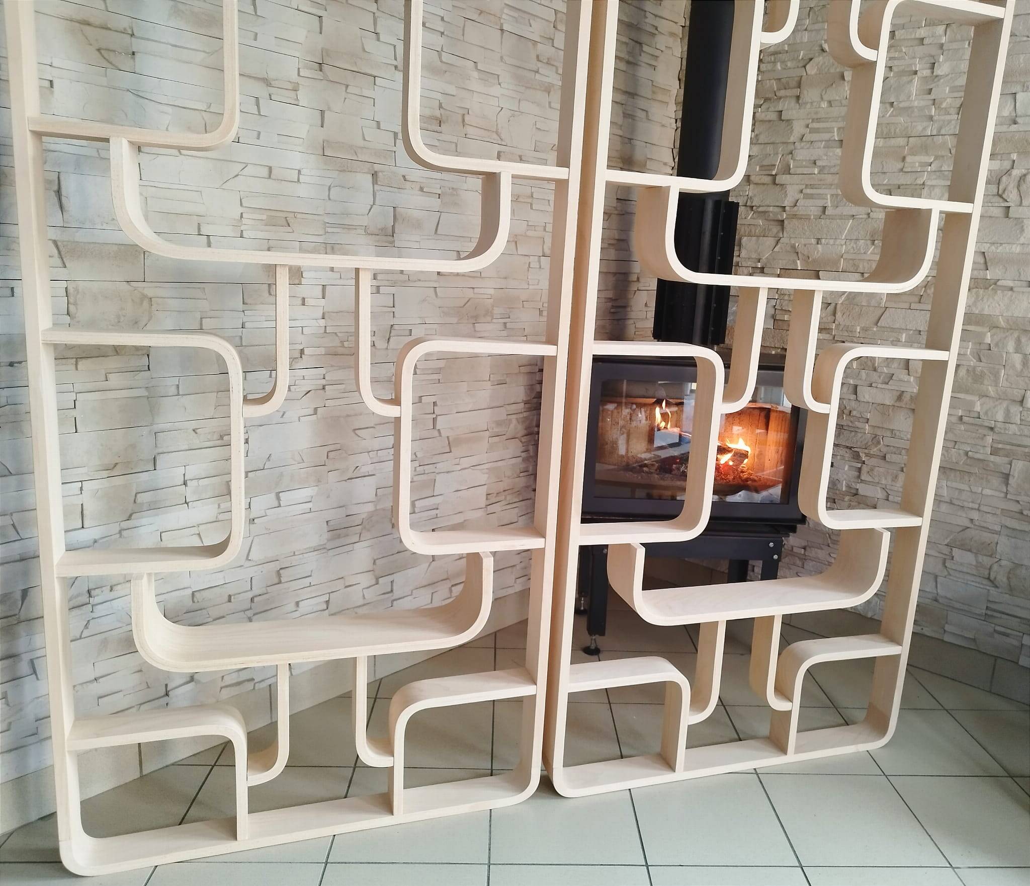 Mid-Century Czech Wall or Room Divider by Ludvik Volak for Drevopodnik Holesov, 1960s, Set of 2