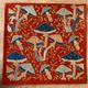 Silk Embroidered Mushroom Pattern Cushion Cover. Red Suzani Throw Pillow Case. Traditional Accent Pillow