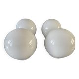 Ensemble de 4 abat-jour en verre opalin pour plafond, lampes rondes blanches vintage