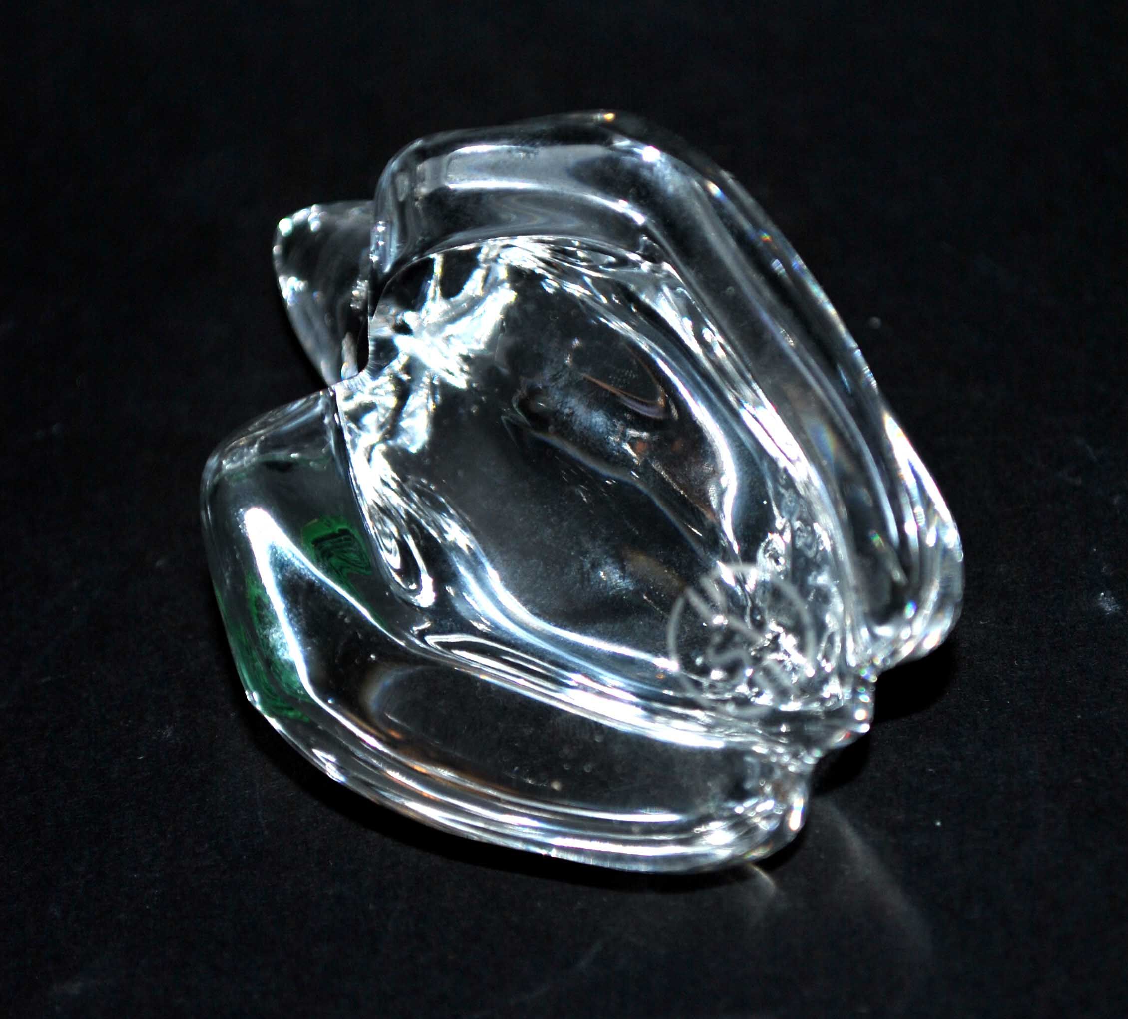 Paperweight statuette frog in crystal of saint-louis signed 6x6x8cm
