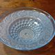 Art Deco blue glass centrepiece bowl with pansy decoration - 30 cm
