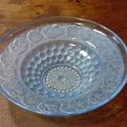 Art Deco blue glass centrepiece bowl with pansy decoration - 30 cm