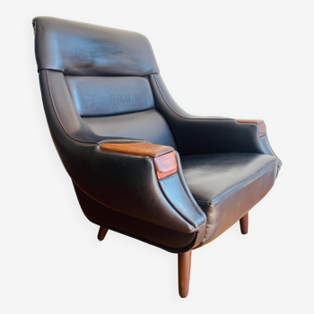 Mid-century danish armchair with ashtray by henry walter klein for bramin møbler, 1969