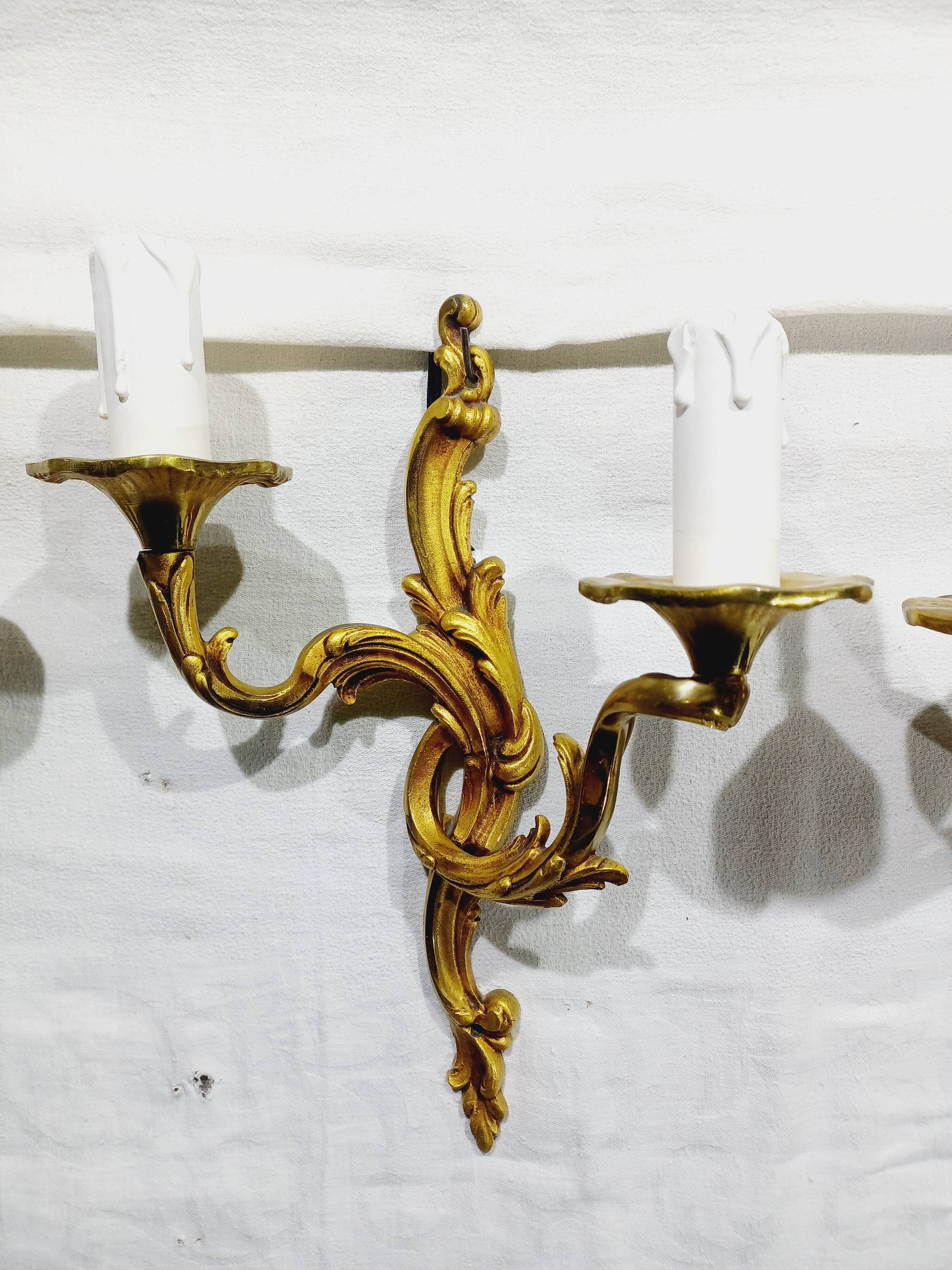 Bronze wall light triplet