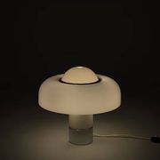Brumbury table lamp in chrome and white by Luigi Massoni for Guzzini 1970