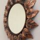 Miroir soleil vintage en métal cuivré 41x41cm