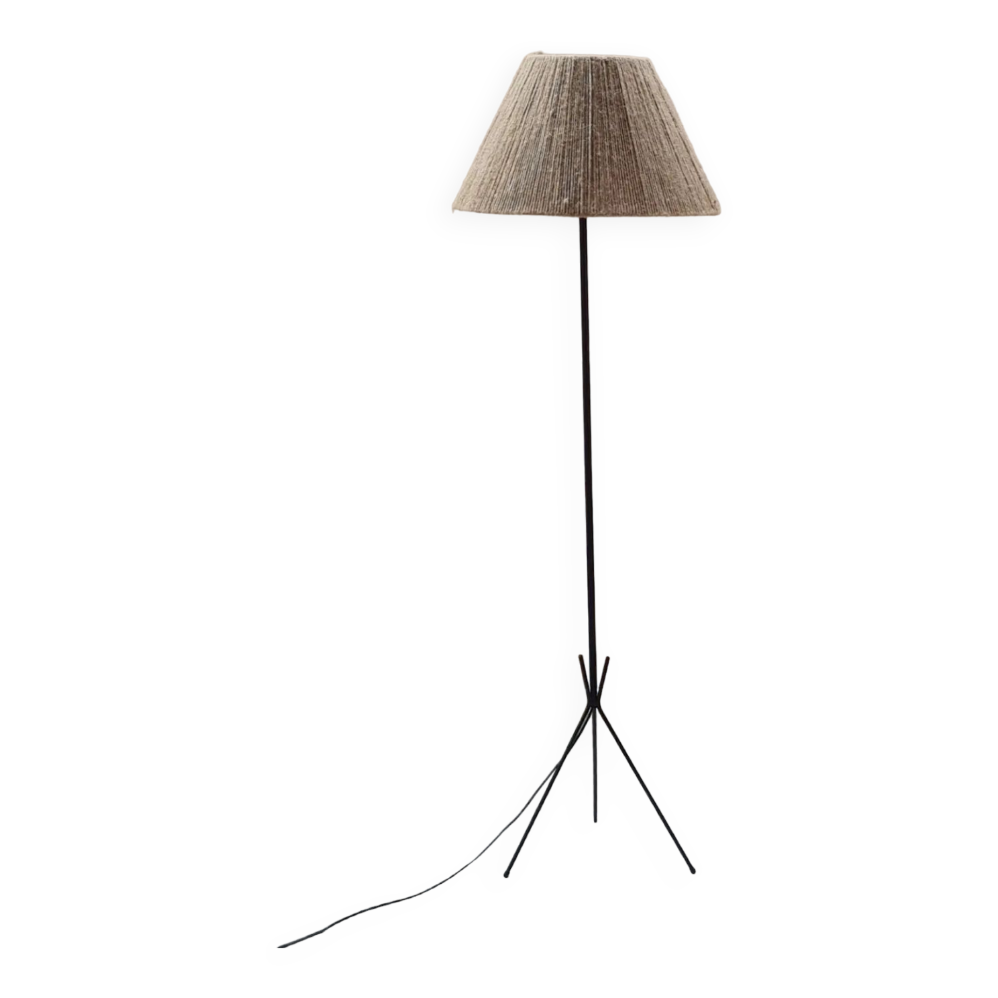 Wrought iron tripod floor lamp 1960