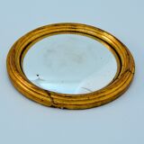 Small convex gilt wood mirror / witch's eye 1960s