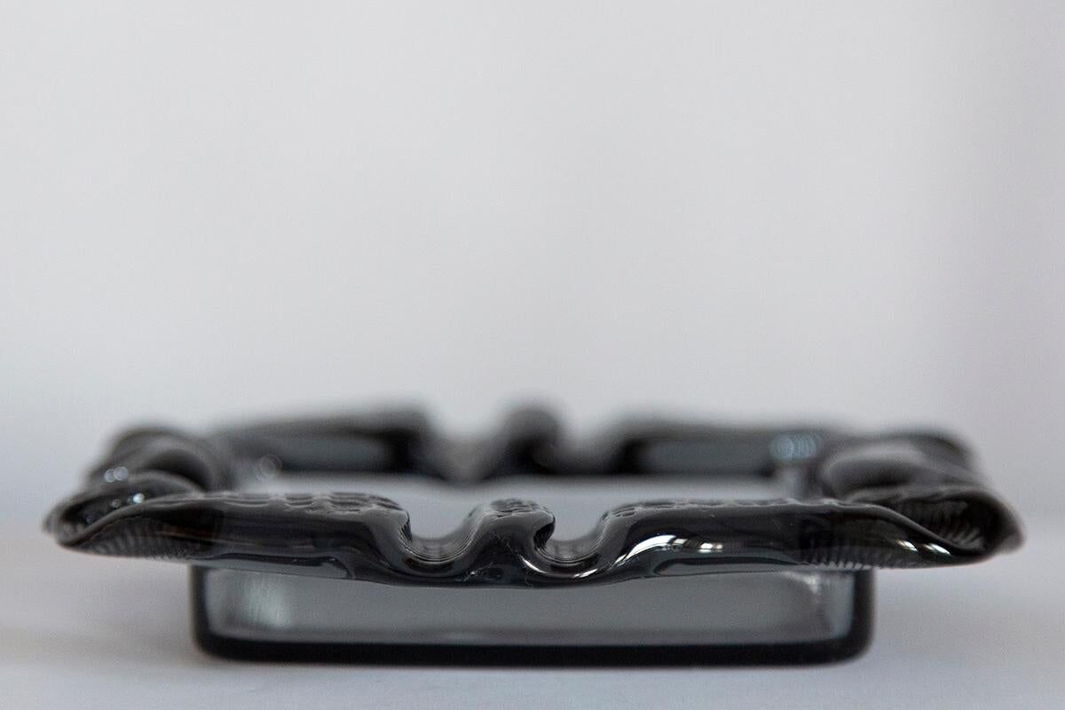 Grey crystal glass ashtray, mid-century, Italy, 1970s.