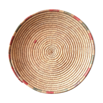 Braided round ethnic tray or wall decoration, 80s