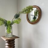 Round wicker mirror from the 50s