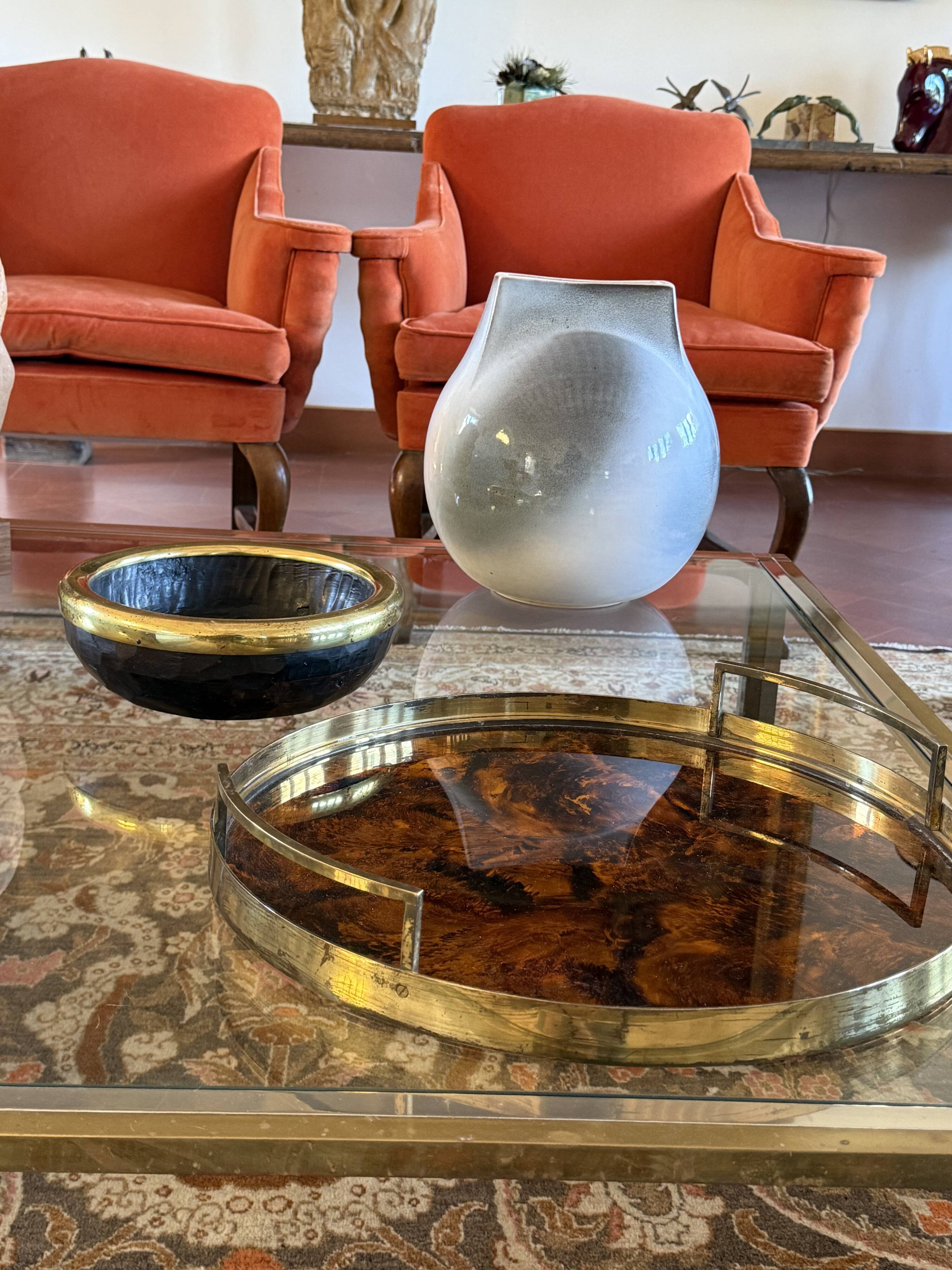 Hollywood regency round tray, Italy 1970s