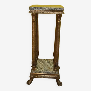 Swedish Gold Stucco & Marble Plant Stand or Sculpture Pedestal from the early 1900s