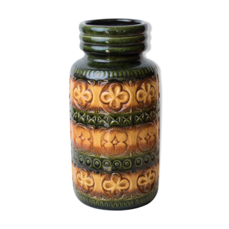 Large vase West Germany yellow and green flowers decor