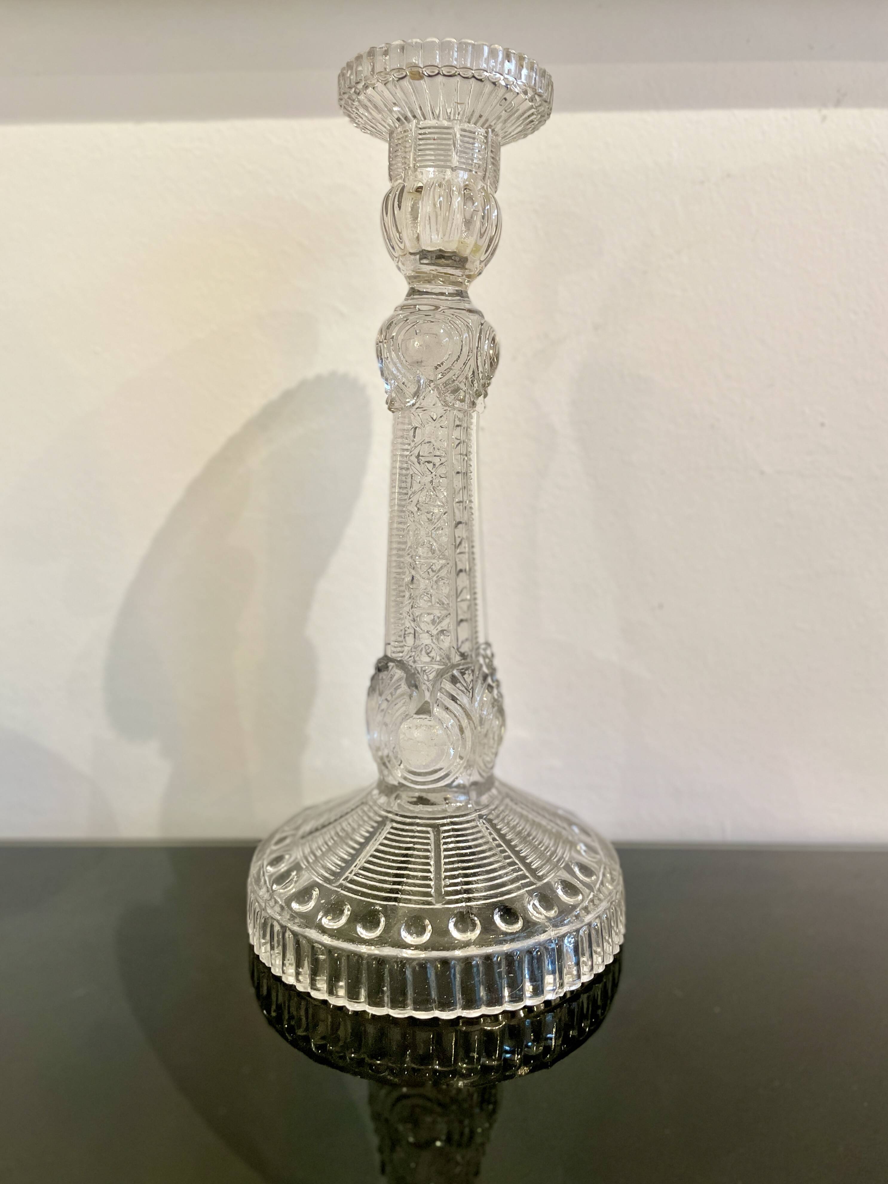 Molded glass candle holder
