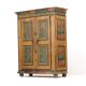 Antique Rustic Farmhouse Folk Art Painted Bridal Cabinet 1822