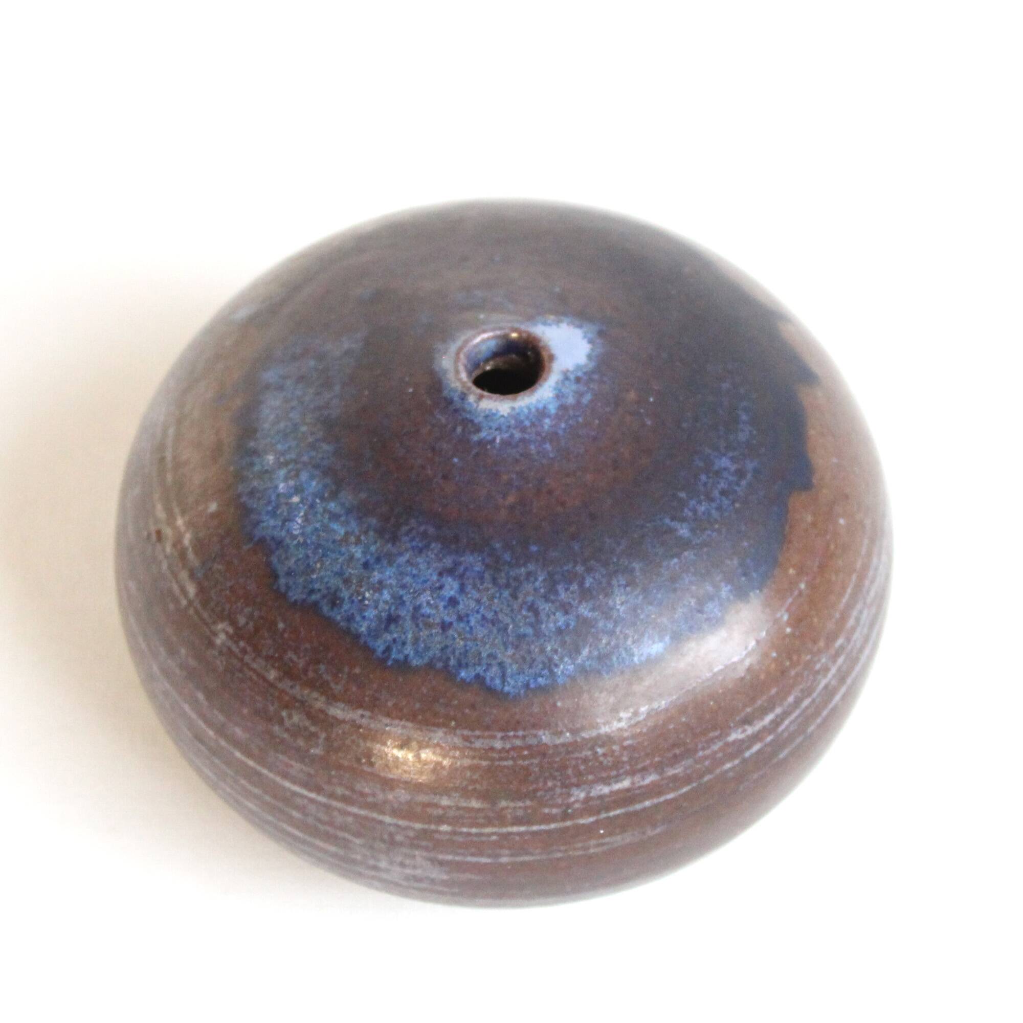 Vintage blue and brown ceramic soliflore vase - Antonio Lampecco