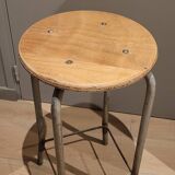 High workshop stool in wood and metal