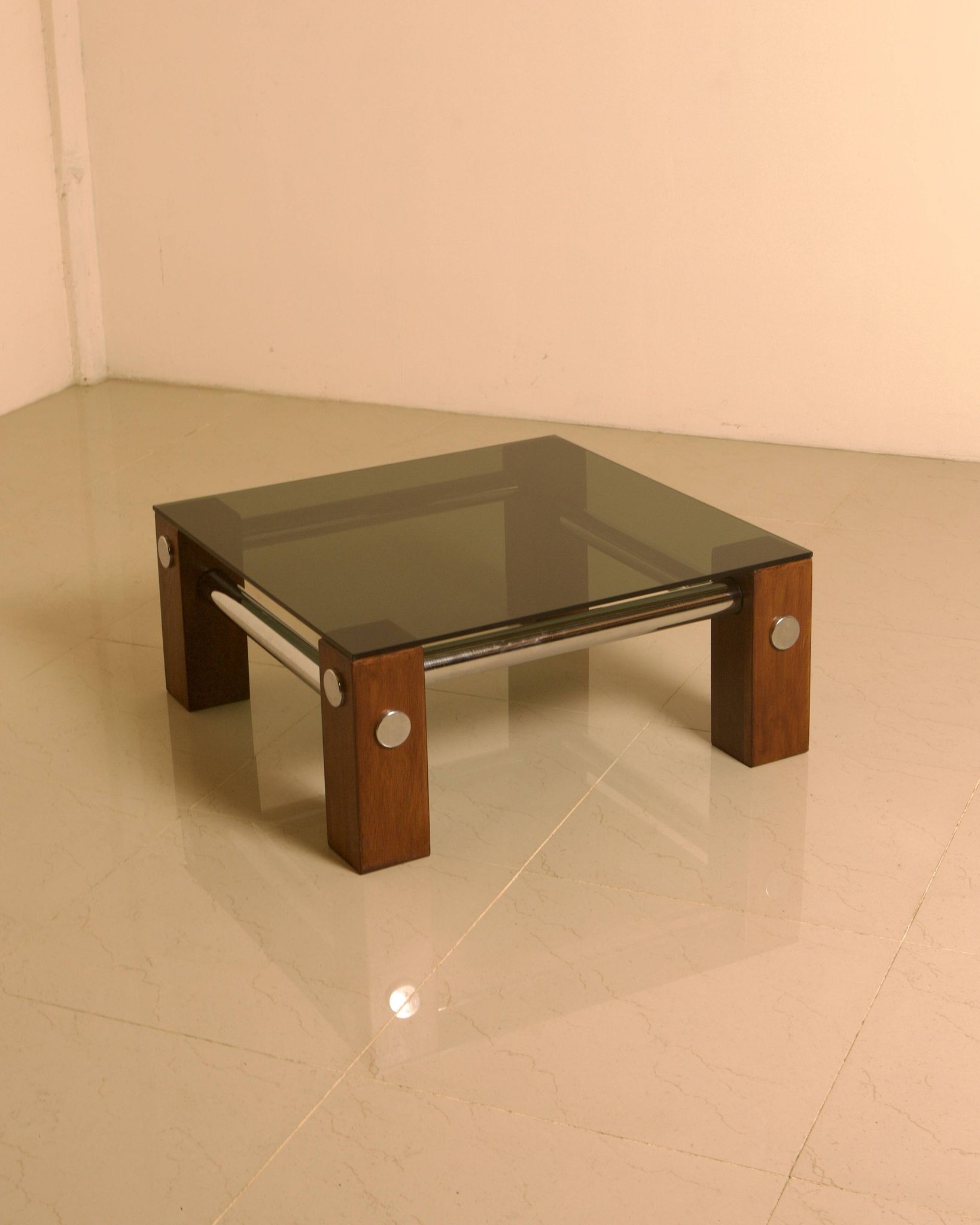 Coffee table in wood and smoked glass by Martin Visser for Spectrum 60s