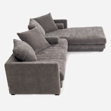 Canapé d’angle gris, design scandinave