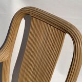 Pair of bamboo rattan wicker chairs in the style of Vivai del Sud