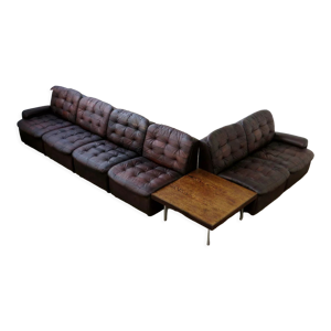 Canapé modulaire en - cuir brun