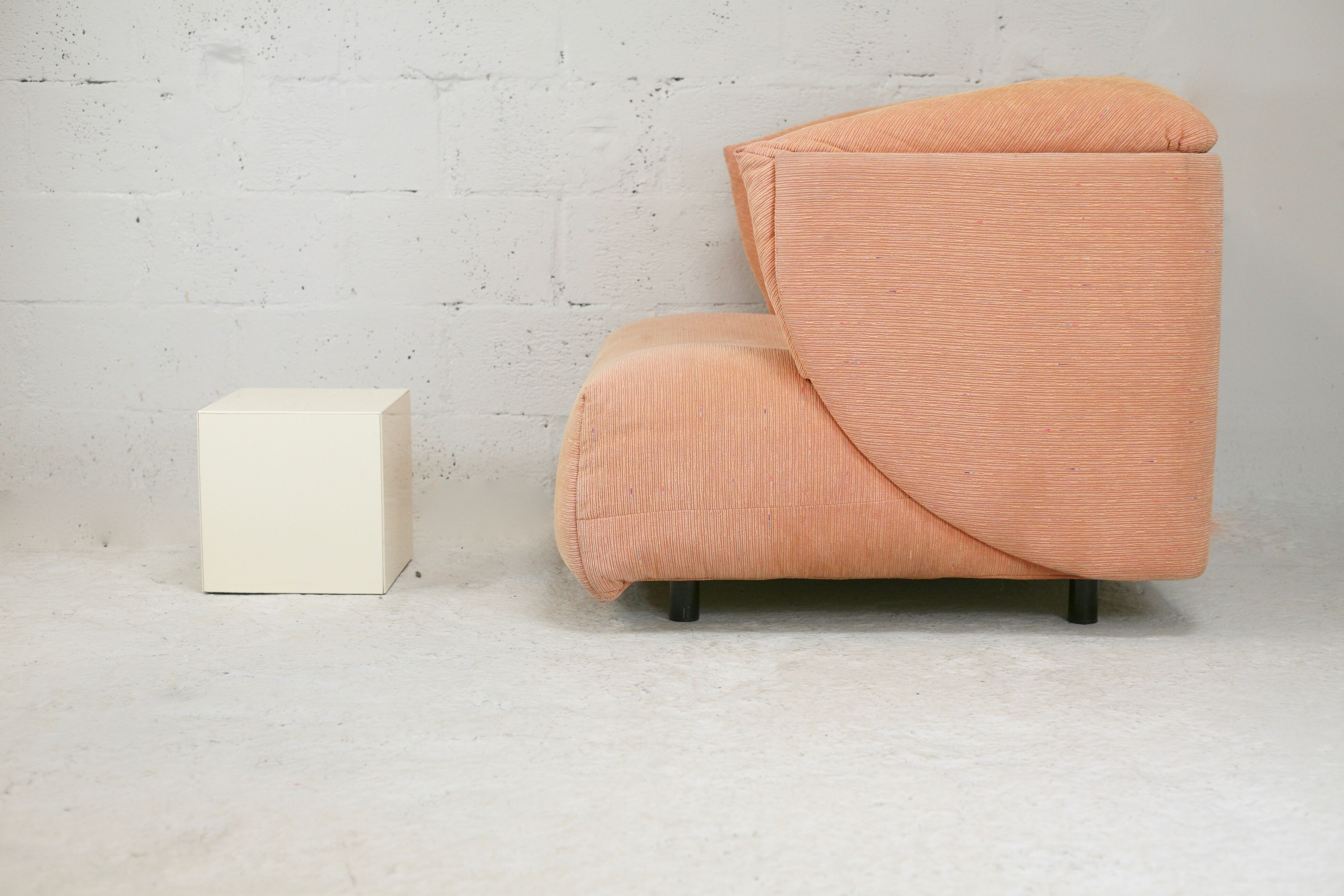 Armchair Ligne Roset, pastel orange color, France, circa 1990