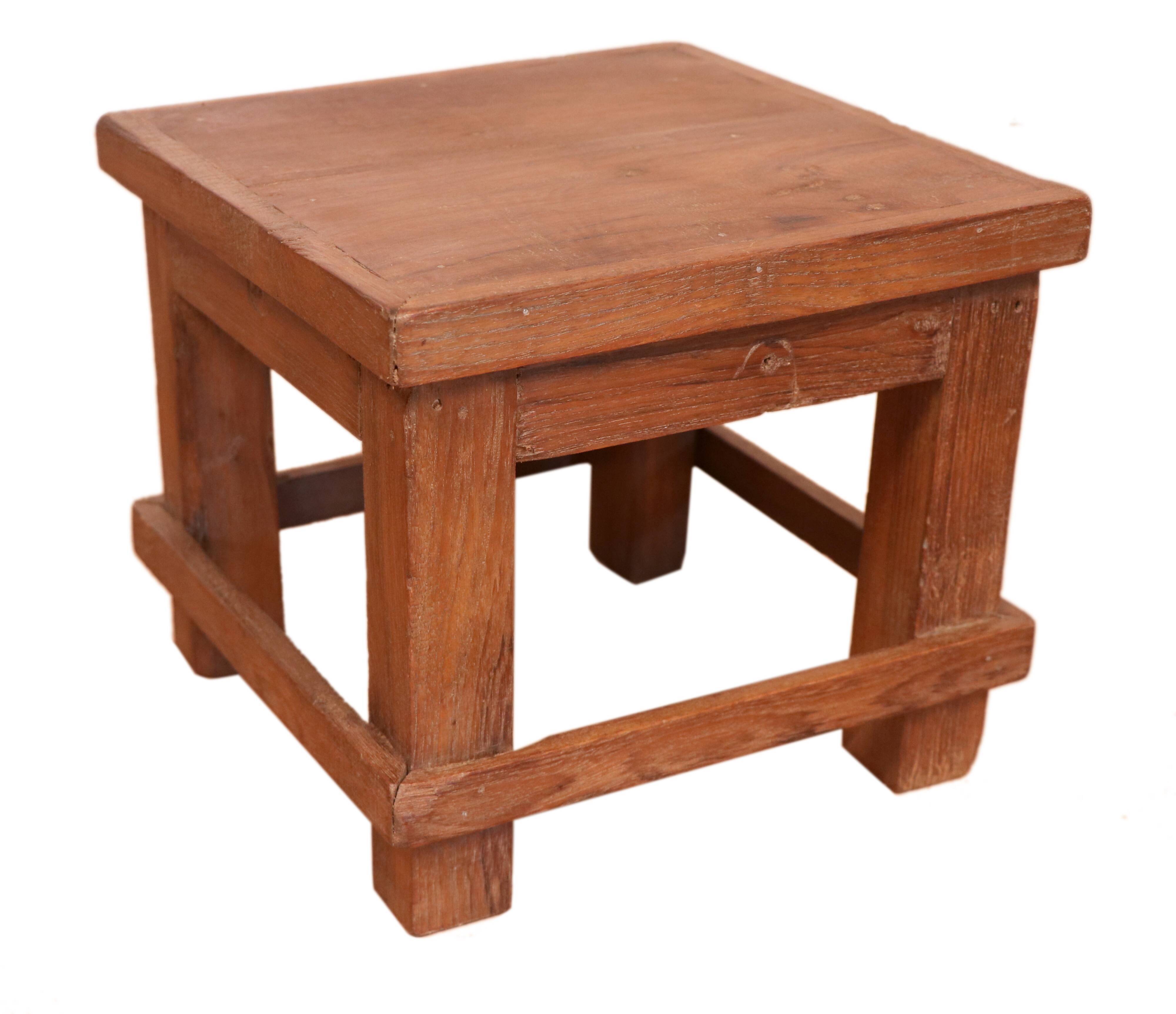 Old small Burmese teak workshop bedside table