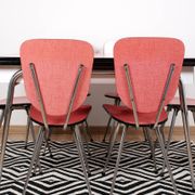 Extendable table and 6 chairs in Formica and stainless steel, brand FURANIA EUROPALU