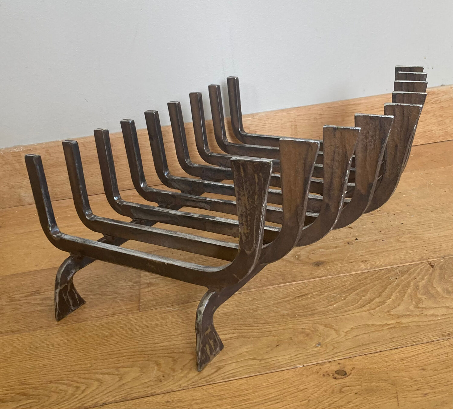 Large 19th century wrought iron log rack