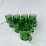 Lot of 10 vintage coffee cups green Duralex style
