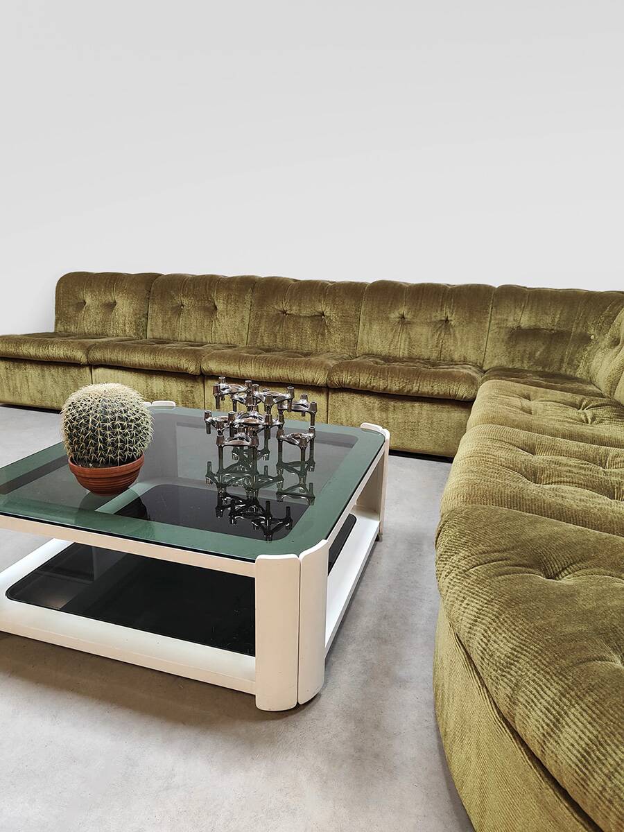 Vintage velvet modular sofa modular 'Verdant green'