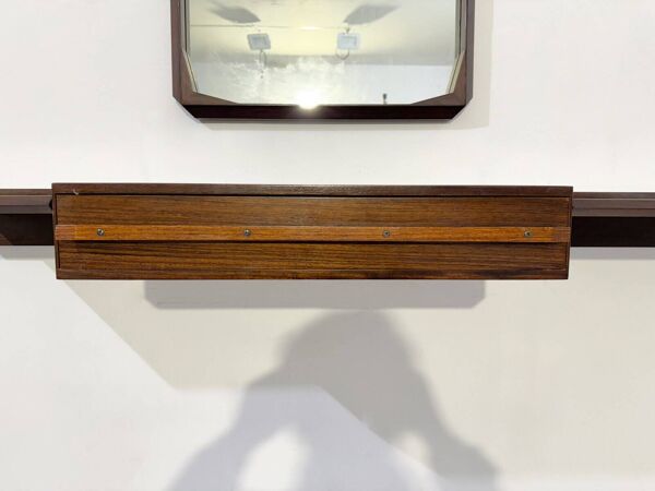 Console murale moderne du milieu du siècle avec miroir, Italie, 1960s