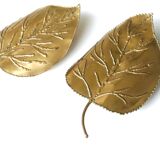 Pair of brass "leaf" wall lamps, 70s
